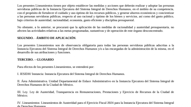 Lineamientos de Austeridad IESIDH 2024